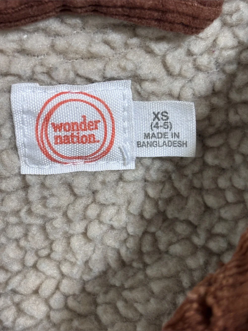 Wonder Nation Corduroy Sherpa Lined Jacket 4/5